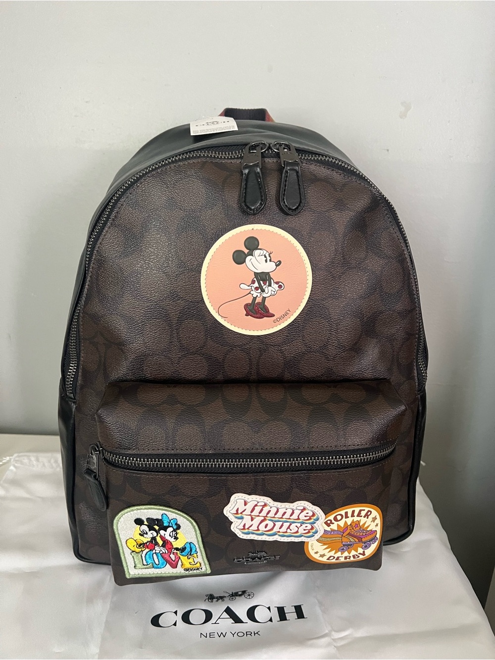 Disney X Coach Logo Backpack with  Patches